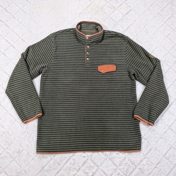 The Territory Ahead Jacket Men's XXL Green Stripe Pullover Fleece ¼ Snap Up - Picture 1 of 7
